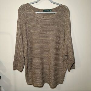 Ralph Lauren Dolman-Sleeve Jumper Gold Crew Neck Knit Sweater Size XL
